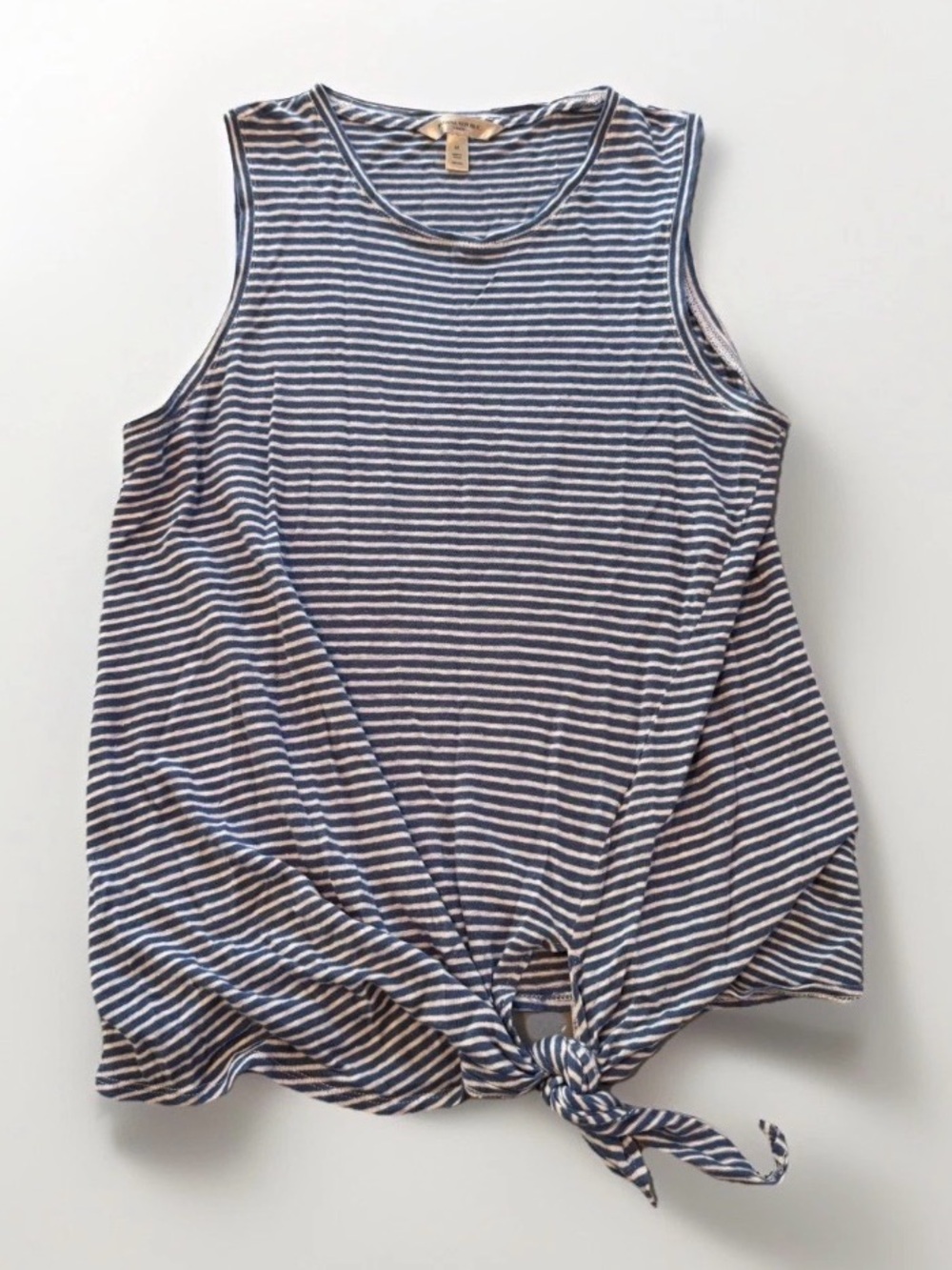 Banana Republic Stripe 100% Linen Tank Top  Sz Medium Tie Front